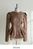 Sophian Wool Peplum Pintuck Jacket Blouse
