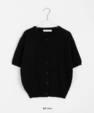 Latma Color Round Short Sleeve Crop Knit Cardigan