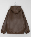 [unisex] Erity Two-Way String Leather Over Hood Padding Jumper