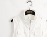 Yapi Pocket Side Shirring String Sleeveless Zip-up Vest