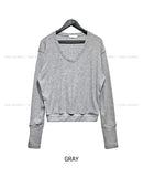 [wool 20%] Paul button detail v-neck knit