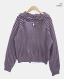 Seoan Stripe Two-Way Knit Hood Zip-Up