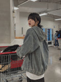 light washed denim hooded jacket