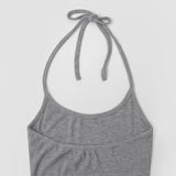 Halterneck Sexy Ribbed Crop Sleeveless