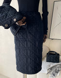 Label Quilted Velvet Puff Skirt