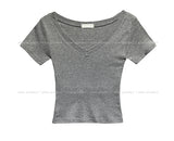 [U-BASIC] Soft cotton V-neck cropped T-shirt
