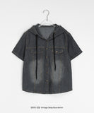 Suble Hood Denim Short Sleeve Shirt