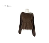 Peto Loose Pendant Lip Neck One-Shoulder Knit