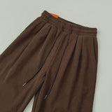 Corduroy Wool Pin Tuck Wide Banding Pants