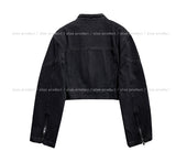 Denim Pad Crop Rider Jacket