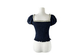 [Scrunchie set] Zans Dot Lace Puff Ribbon Blouse