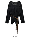 [Cup sleeveless + Belt set] Summer Bohemian Net Knit Set