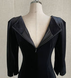 Livelle Notch Velvet Drape Long One Piece