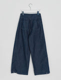 Maroon Side Button Wide Denim Pants