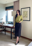 Zelvin unbalanced denim wrap skirt