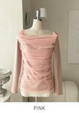 Shadov See-Through Shirring Span Tee Blouse