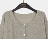 Raze boucle linen round knitwear long-sleeved cardigan