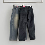 Winter Side Cut Fleece Brushed Wide Fit Denim Pants