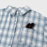 Color Matching Check Pastel Tone Loose Fit Long Sleeve Shirt