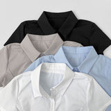 Slim Fit Span Crop Short Sleeve Shirt