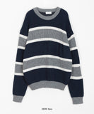 [unisex] Luhan Stripe Over Round Knit