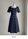Nello Tweed Color Matching Short Sleeve One Piece