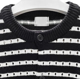 Moment Punching Stripe Knit Cardigan