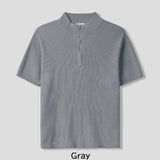 Arno Half-zip Ribbed Short-sleeve Knit