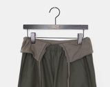 Newman color matching pintuck strap wide long pants
