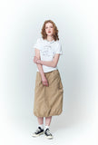 Circle Kitty Embroidered Crop Short Sleeve Tee
