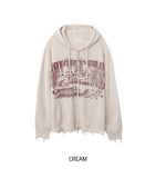Atonic Lettering Hooded Zip-Up Knit