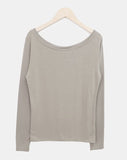 Dokken Lettering See-through Off-shoulder Long Sleeve T-shirt