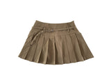 Eyelet Belt Pleats Skirt