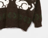 Rowin Rabbit Nordic Brush Fur Round Knit