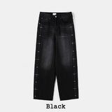 Rotin Studded Wide Denim Pants