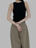 Back pocket wide cotton pants