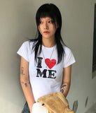 LOVE ME HALF CROP T