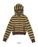HAIRY STRIPE HOOD ZIP-UP