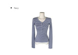 Emba Stripe Slim Fit Warmer Button T-Shirt