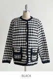 Teshu Color Matching Wing Check Knit Jacket Cardigan