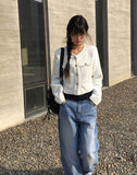 Jiki Light Blue Brush Washing Wide Pants