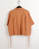 Gretel Shirring String Cotton Crop Short Sleeve Shirt