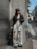 Sunlit strap shirring nylon zip-up jacket