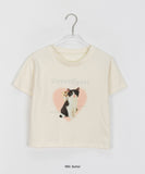 Bobona Cat Printing Crop Short Sleeve Tee