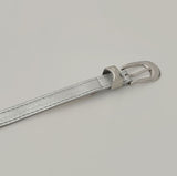 Leather Matte Silver Buckle Belt