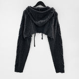 Laugh Cropped Knit Hooded Zip-Up