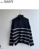 Overfit half zip-up knit