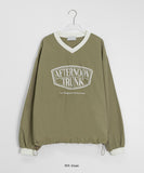 Sieming V-Neck Lettering Over Sweatshirt