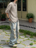 Kuje Tin Washing Light Blue Wide Denim