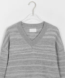 [unisex] Rush bokashi stripe V-neck knit